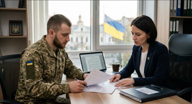 Військовослужбовець ЗСУ консультується з адвокатом у кримінальних справах в офісі у Вінниці щодо правових наслідків самовільного залишення частини СЗЧ.